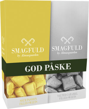 Smagfuld Gavepakning - GOD PÅSKE (gul/sølv)