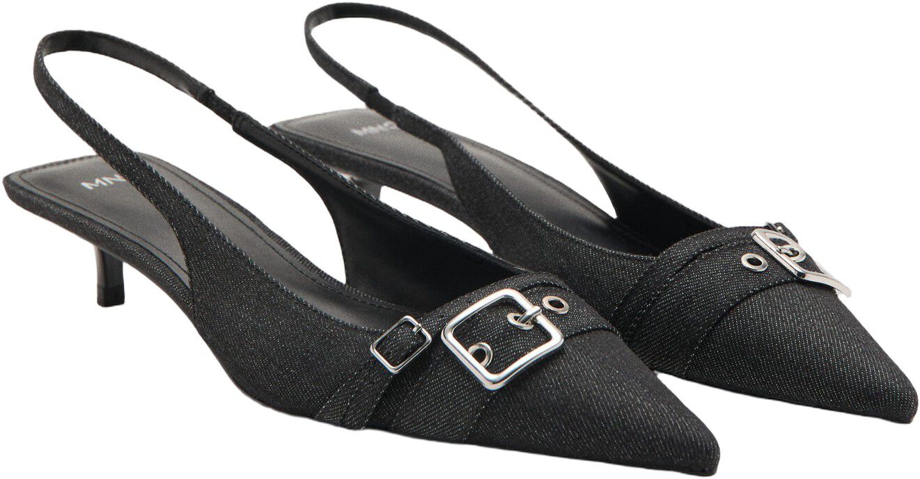 Kitten-heel shoes with buckle