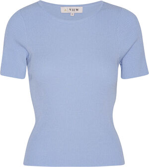 Rib knit short sleeve top
