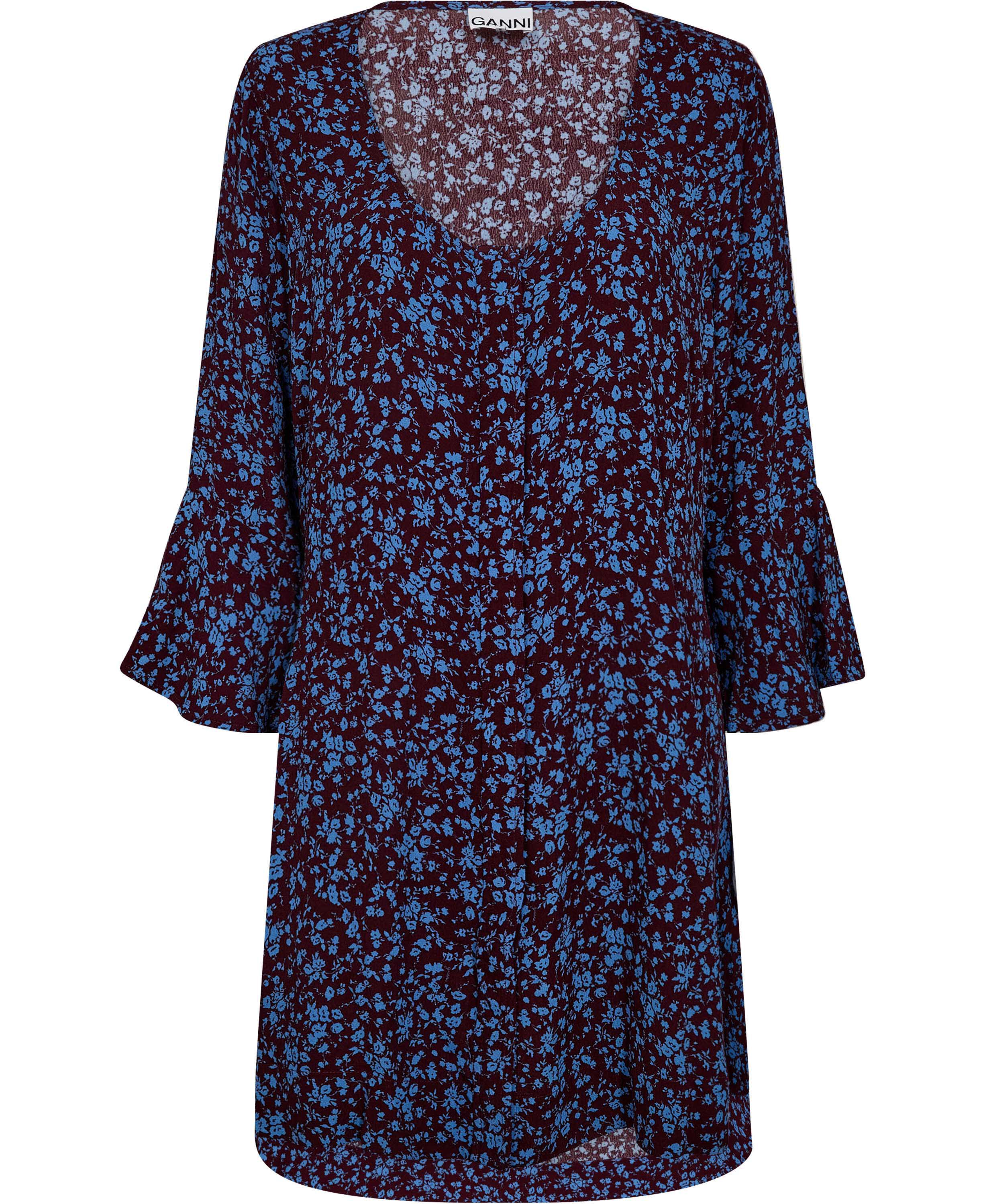 Printed Crepe U-neck Mini Dress