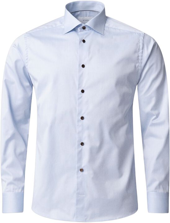 Slim Fit Solid Brown Buttons Signature Twill Shirt