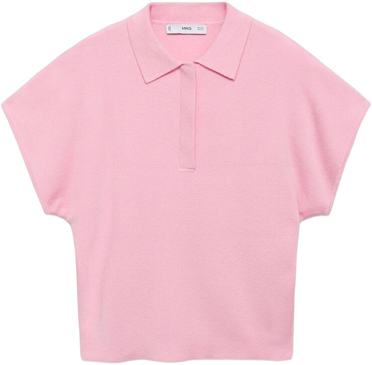Short-sleeved polo-neck sweater