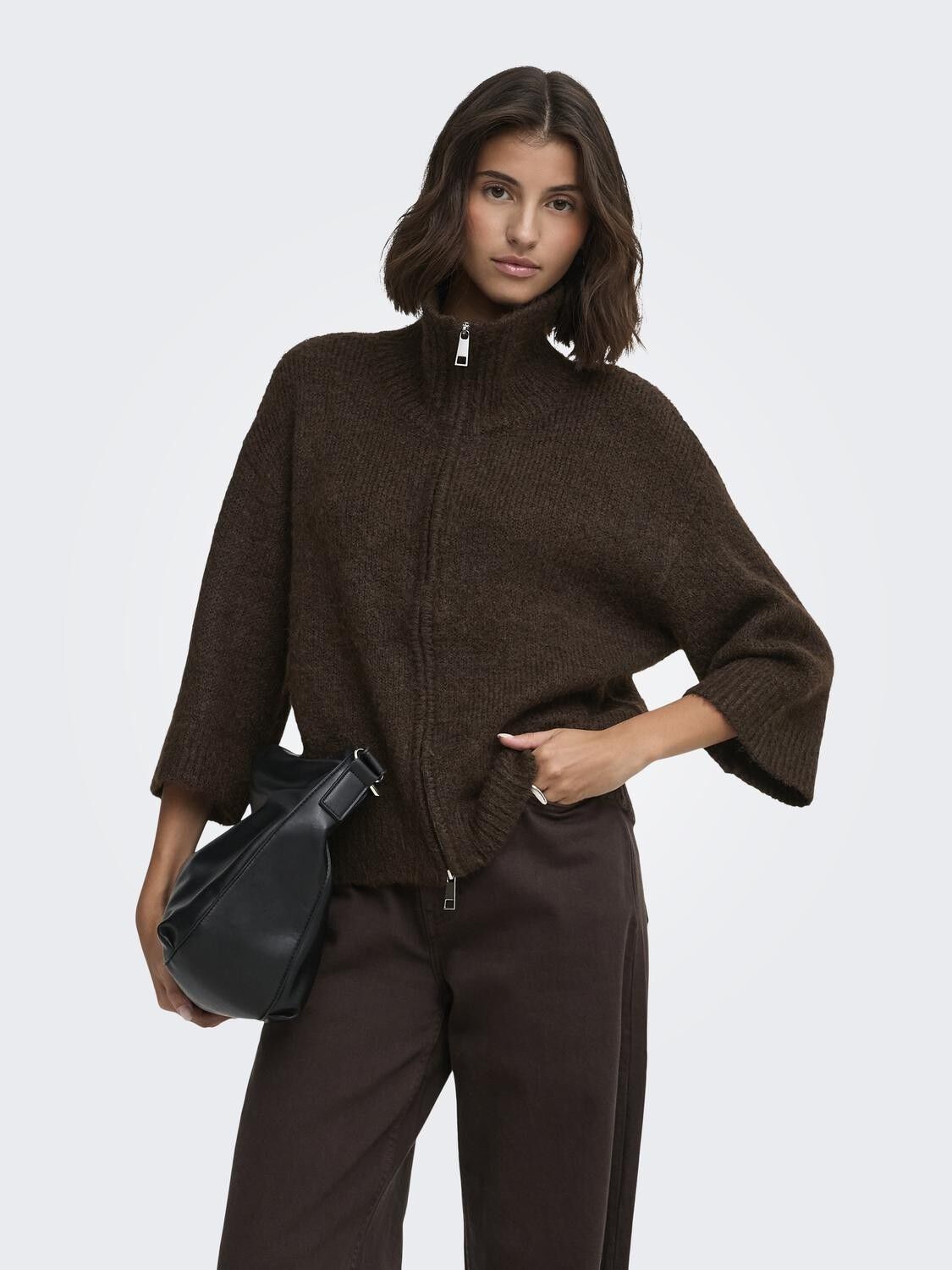 Onlmaggie 3/4 Wide Zip Cardi Cc Knt