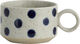 GRAINY tea cup w. handle, sand/dark blue