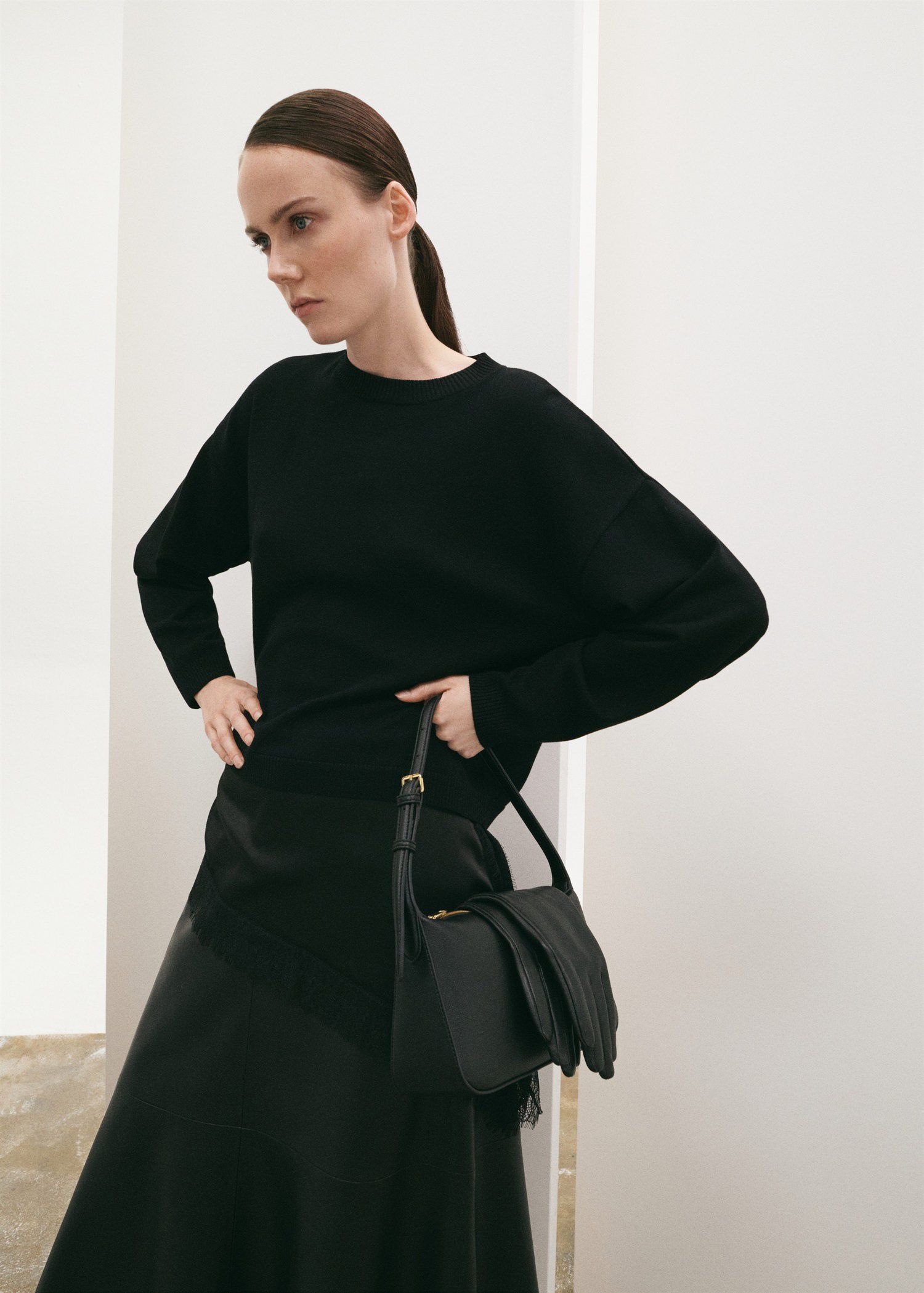 long lace-trimmed sweater