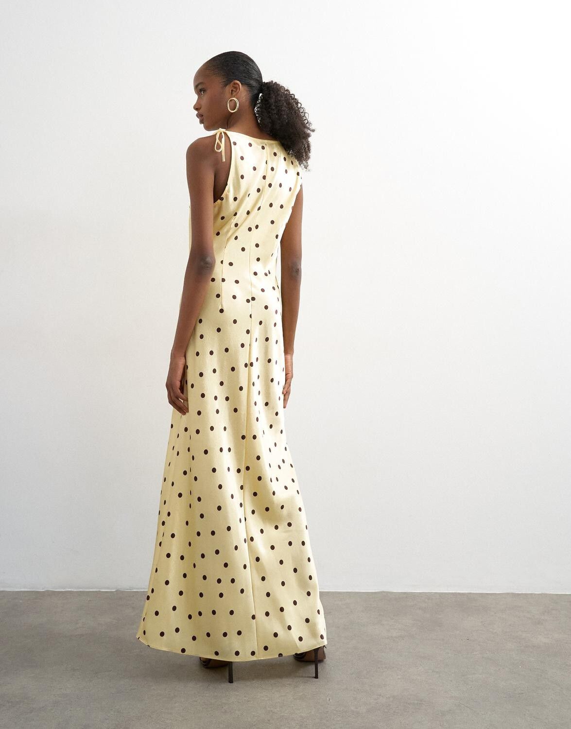 TSCALLA SATIN POLKA DOT MAXI DRESS