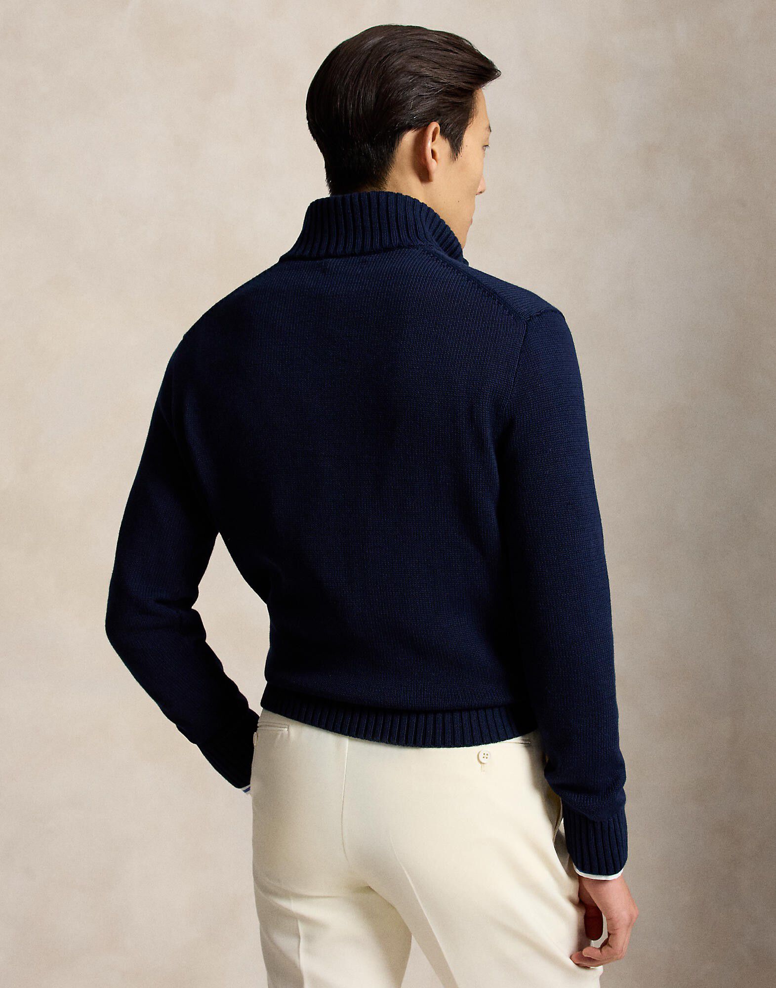 Cotton Quarter-Zip Mockneck Sweater