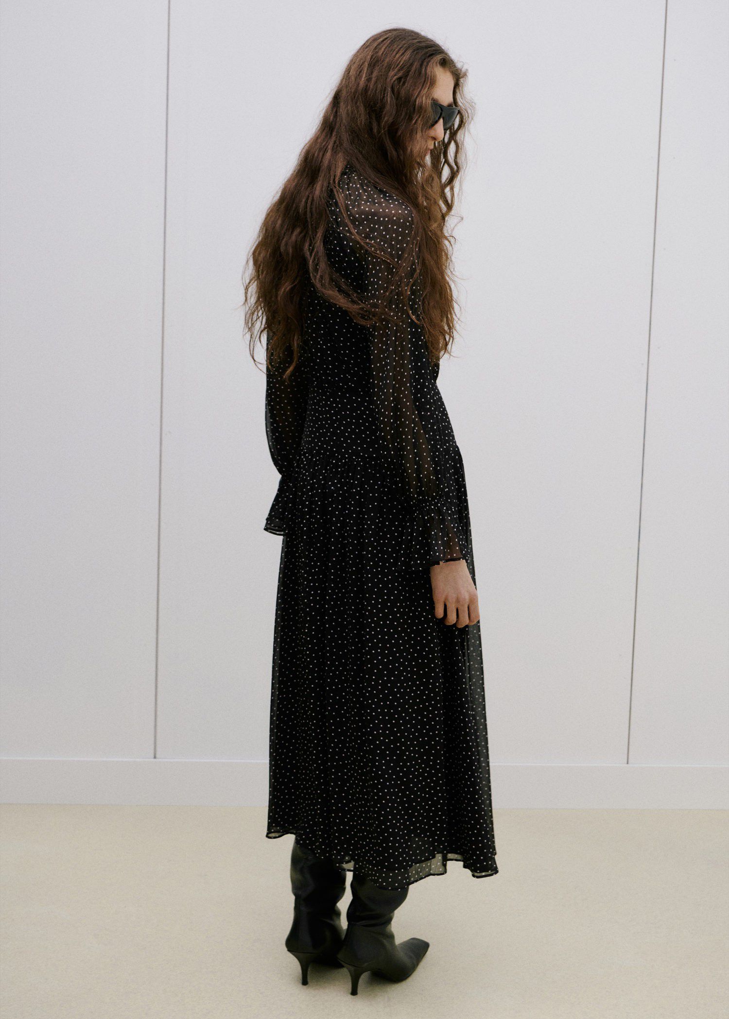 Gathered turtleneck dress