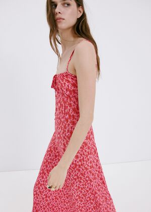 Floral-print pleated dress