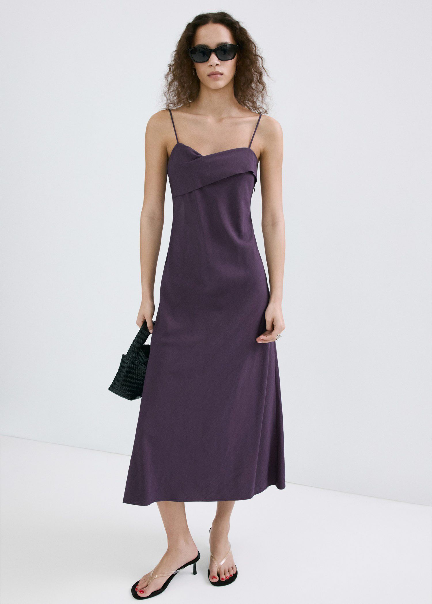 Midi dress with a wrap neckline