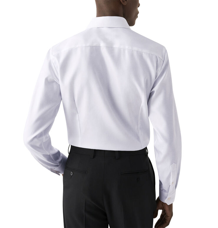Slim Fit White Textured Twill Shirt - French Cuff