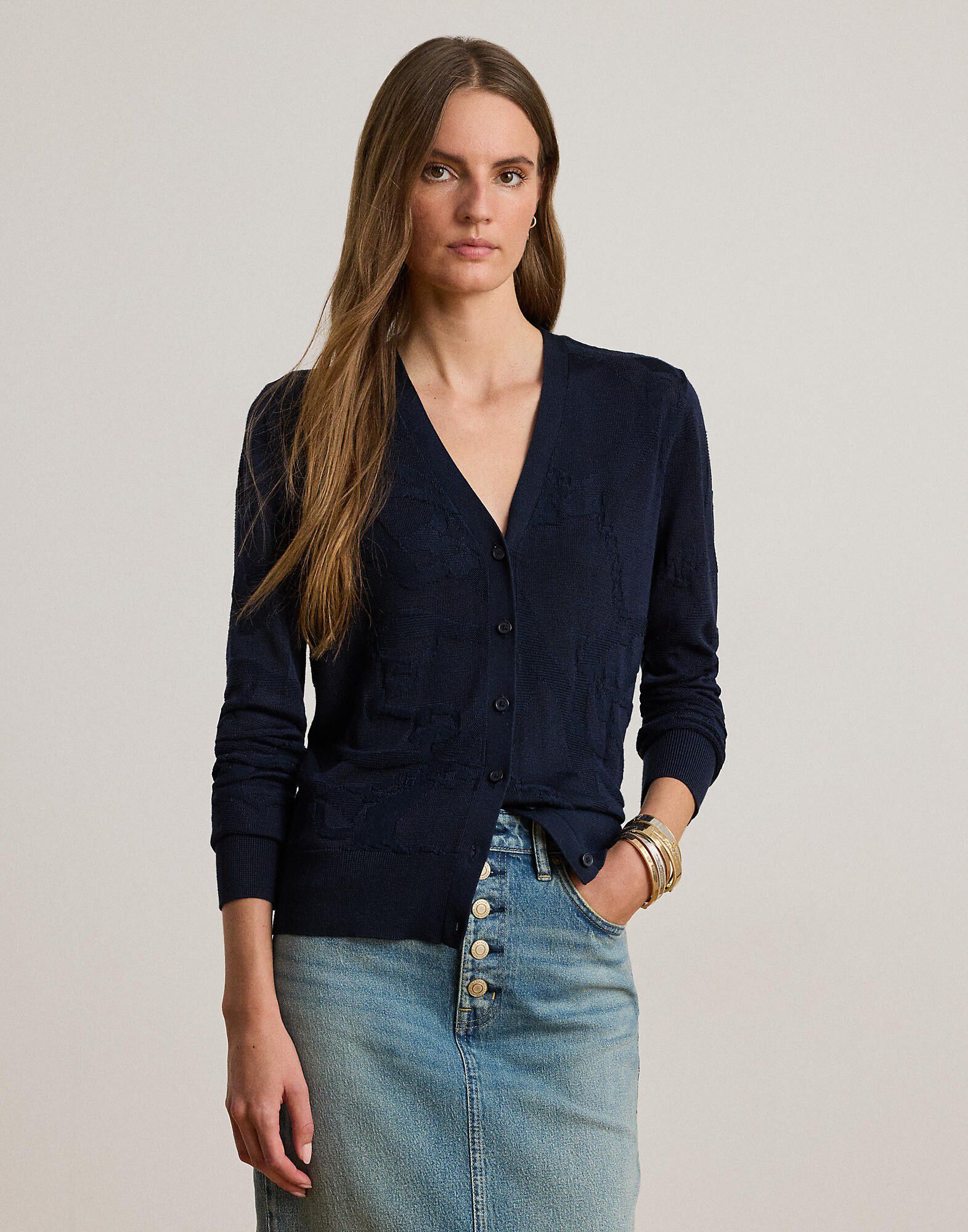 Belting-Motif V-Neck Cardigan