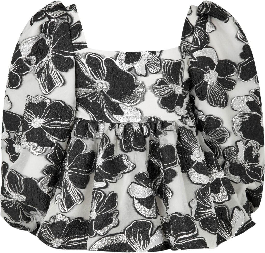 Square Neck Long Sleeve Top, 1608 Organza Jacquard