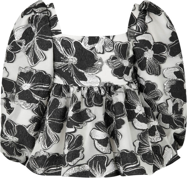 Square Neck Long Sleeve Top, 1608 Organza Jacquard