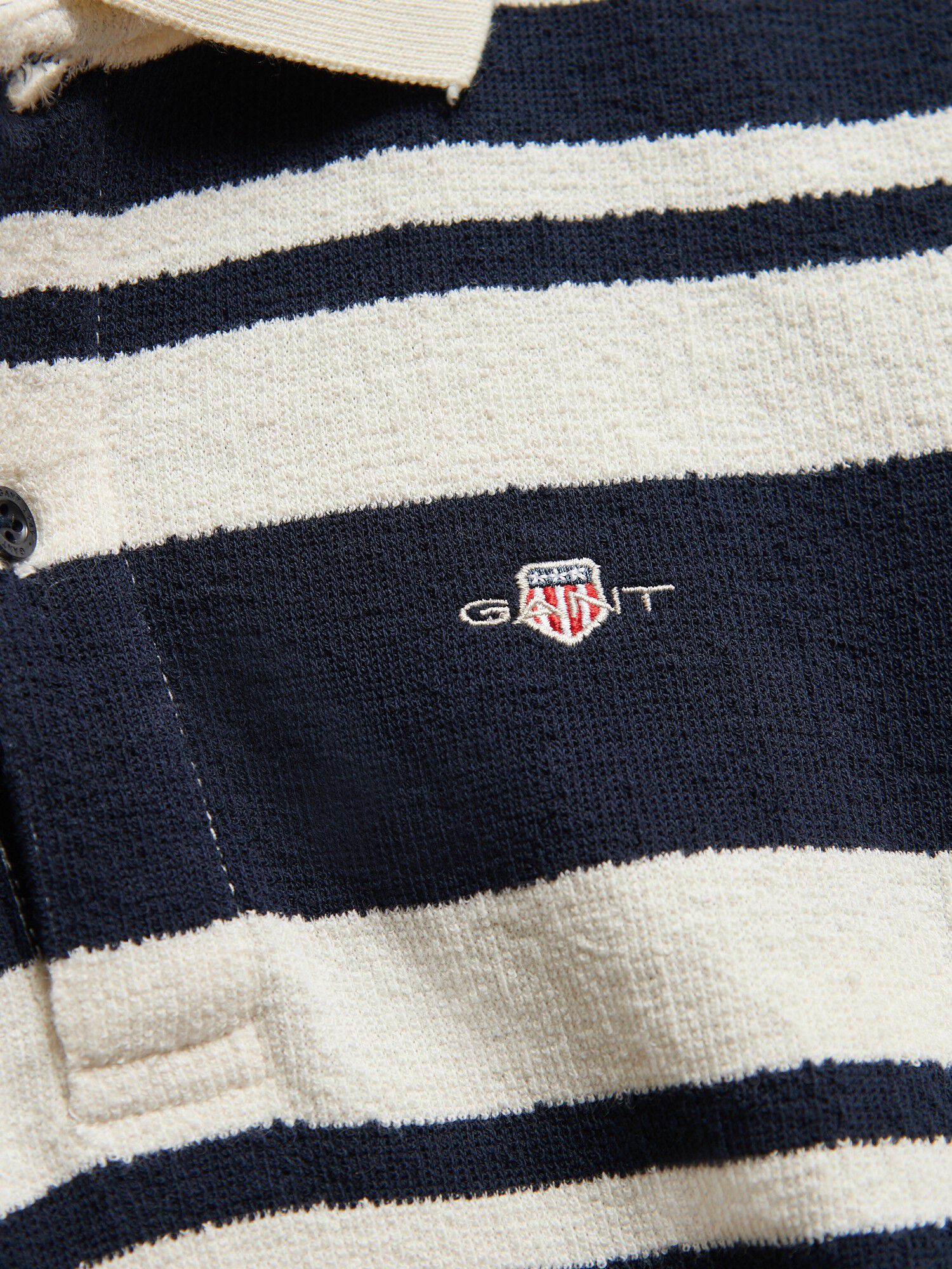 Shield Stripe Texture SS Polo Shirt