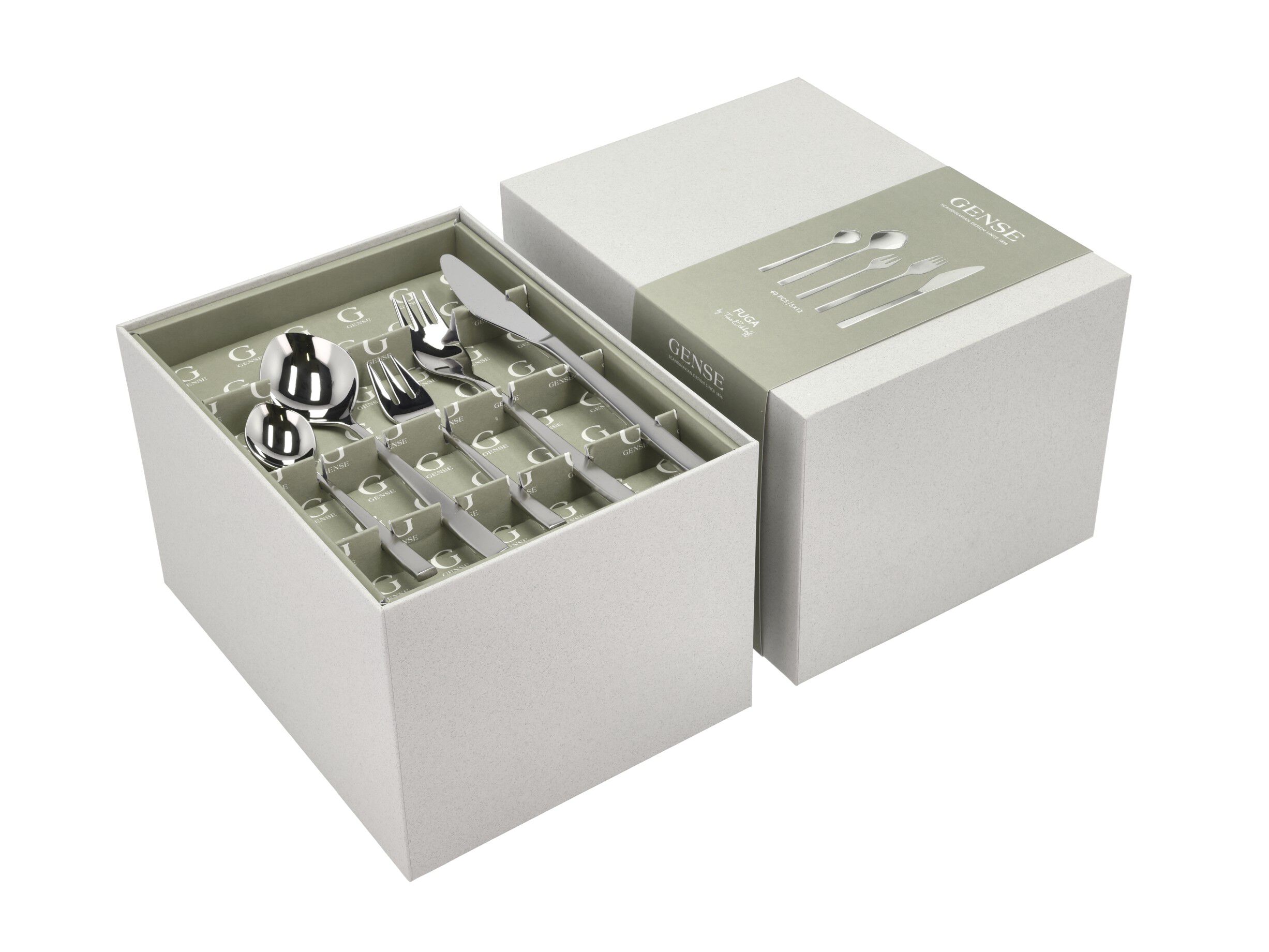 Bestiks&aelig;t Fuga 60 dele Mat/Blankt st&aring;l