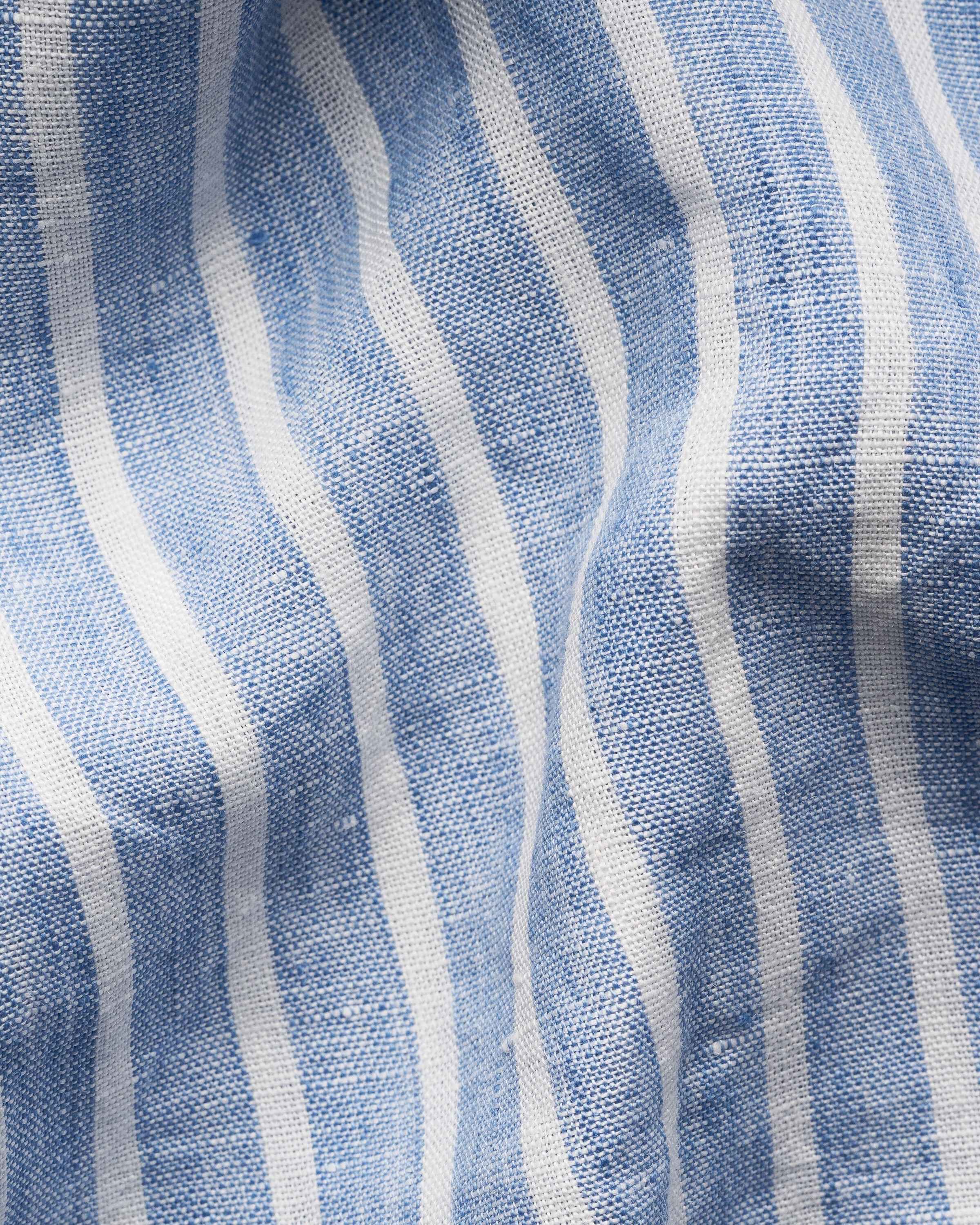 Slim Fit Light Blue Striped Linen Shirt