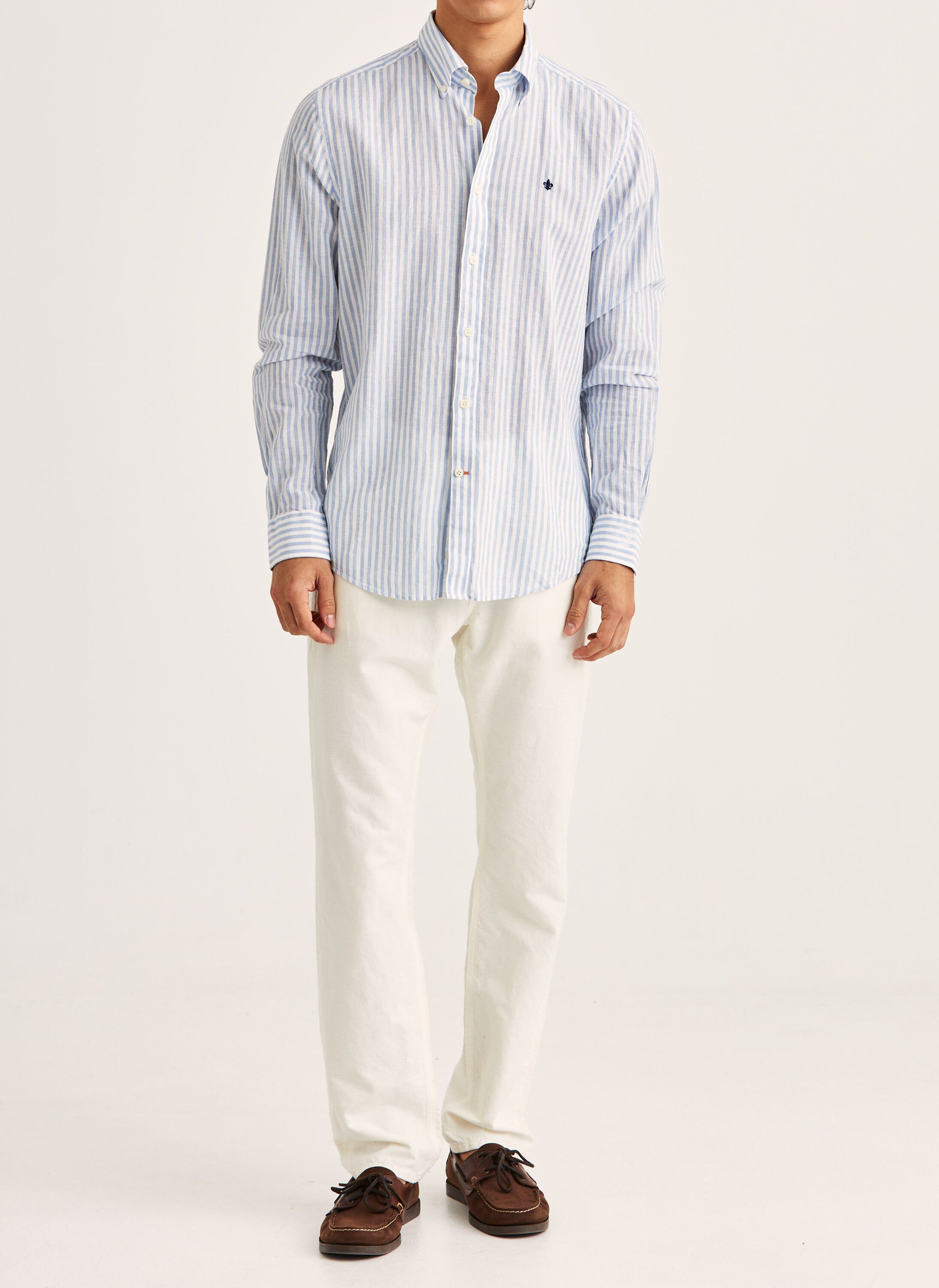 Douglas Linen Stripe Shirt-Classic Fit