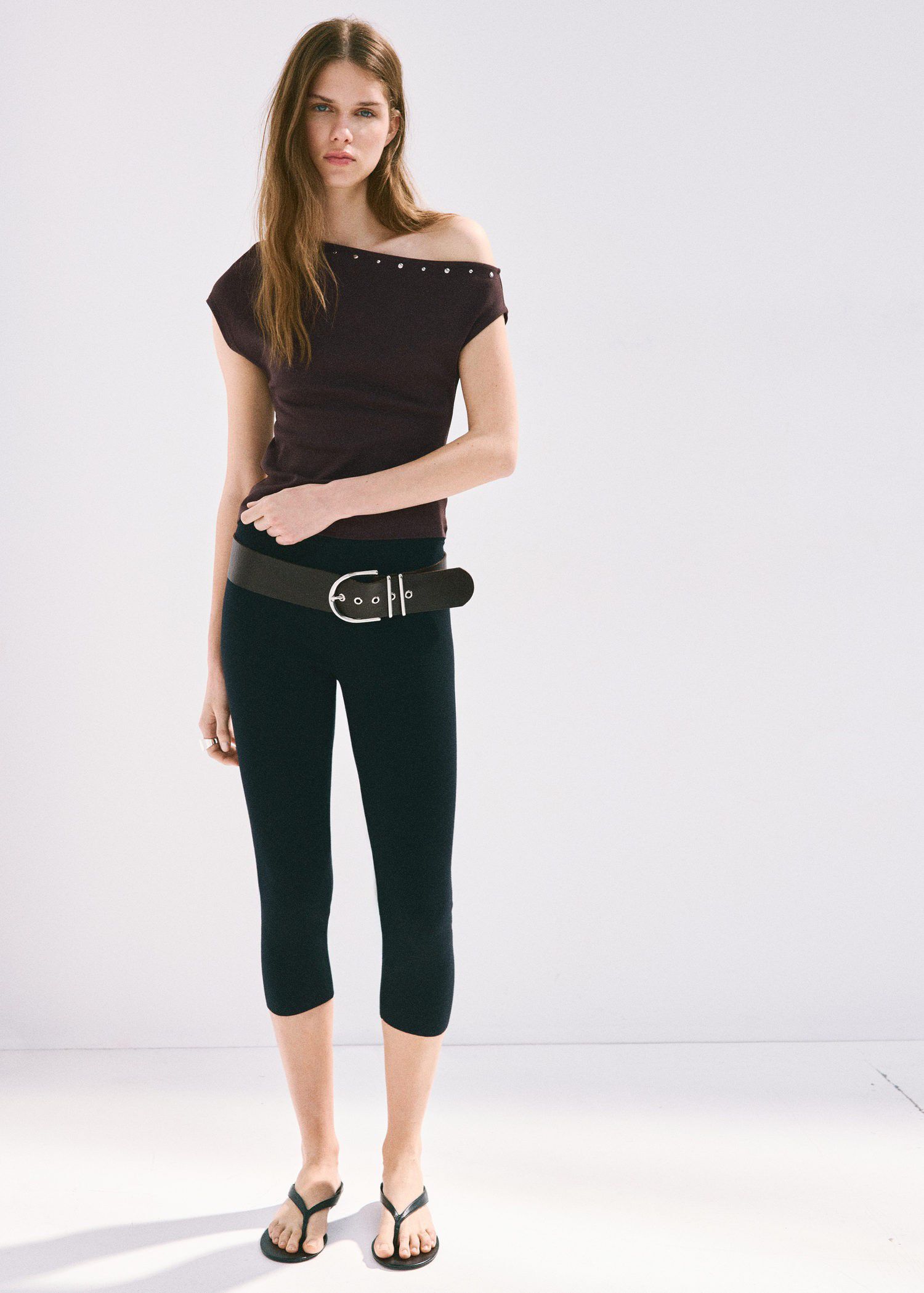 Asymmetric studded T-shirt