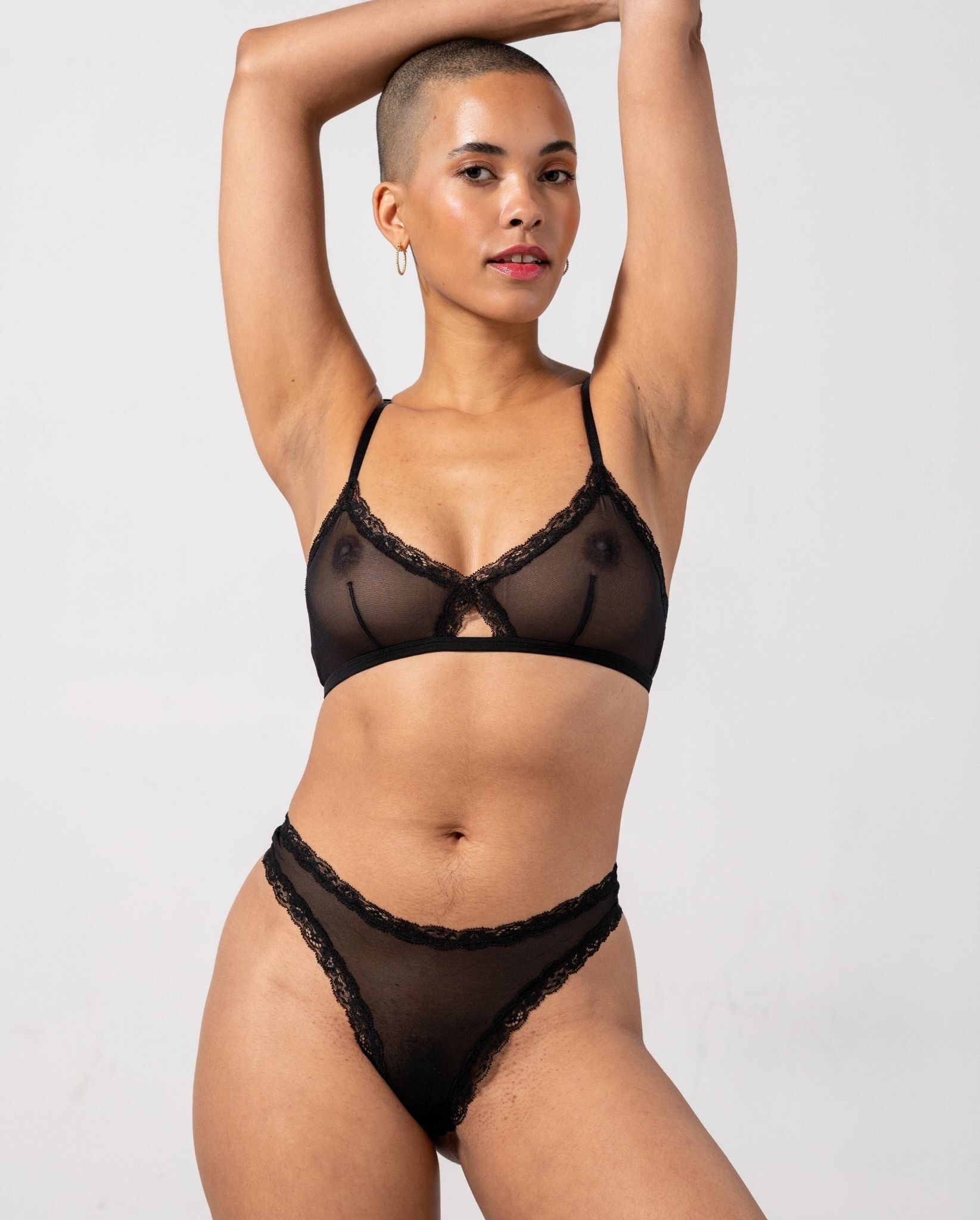 Mesh Lace Cut-Out Triangle Bralette