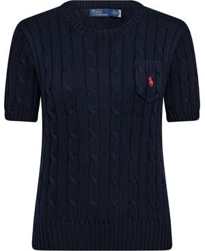 Cable-Knit Cotton Short-Sleeve Sweater