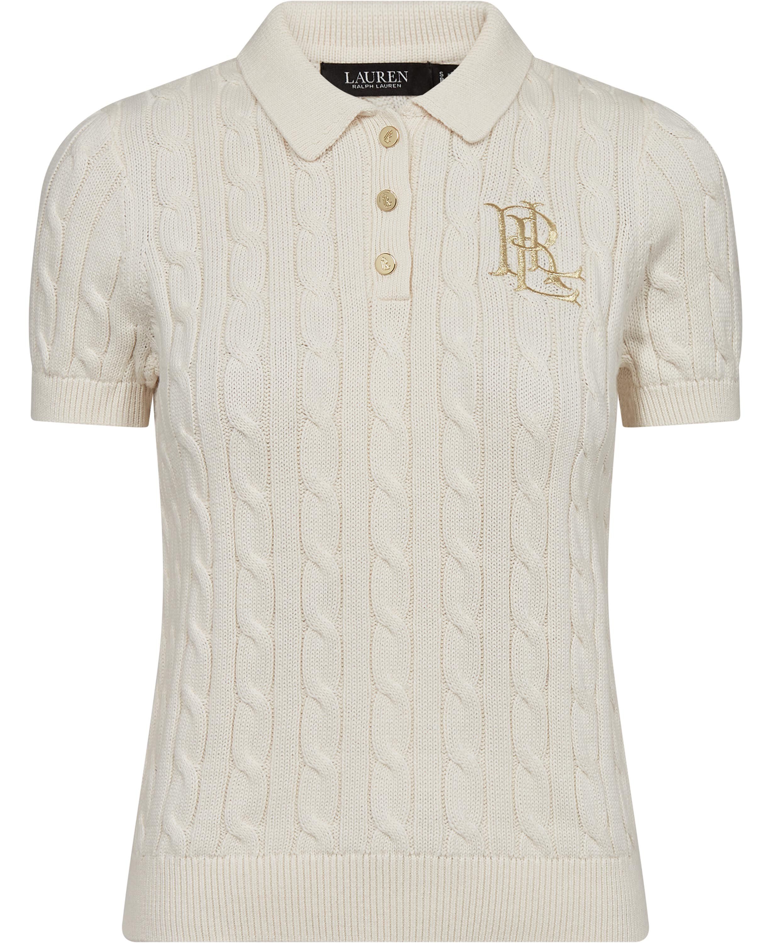 Cable-Knit Cotton Polo Sweater