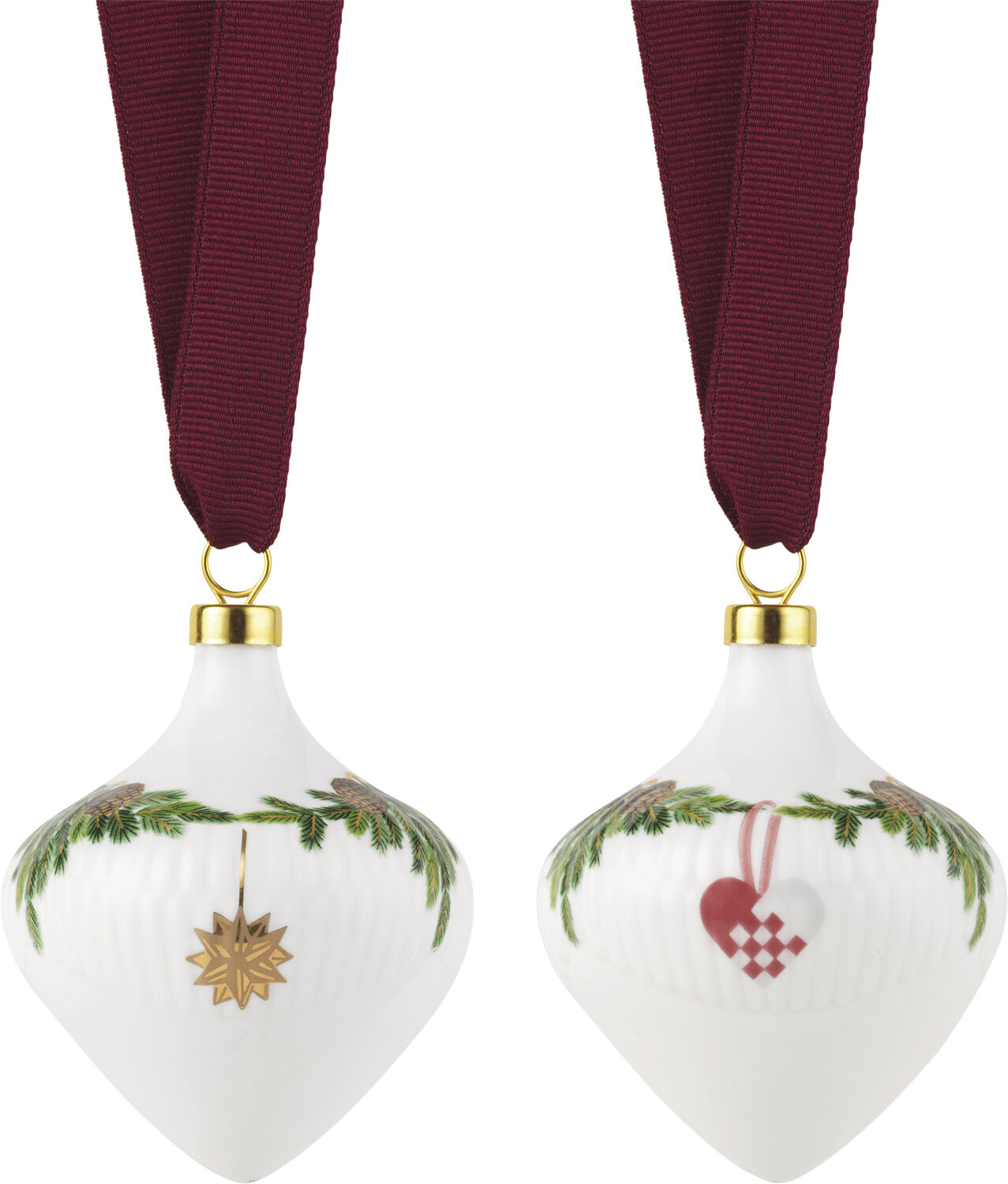 Stjerne Riflet Jul ornament s&aelig;t, 8,5 cm. , 2 stk.