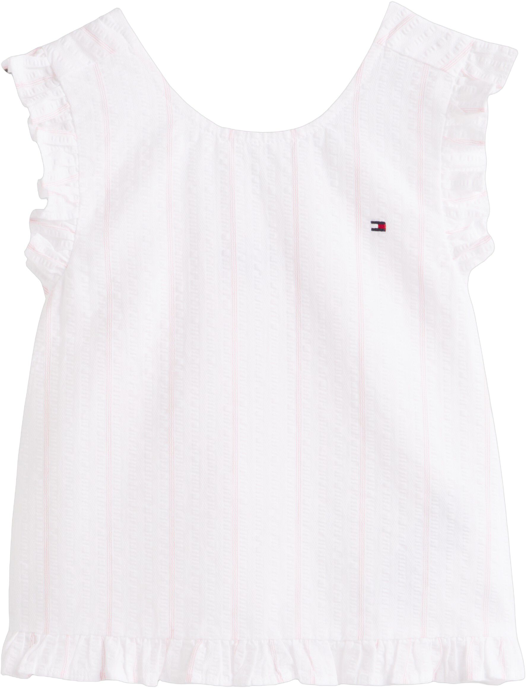 Crossover Back Seersucker Sleeveless Shirt