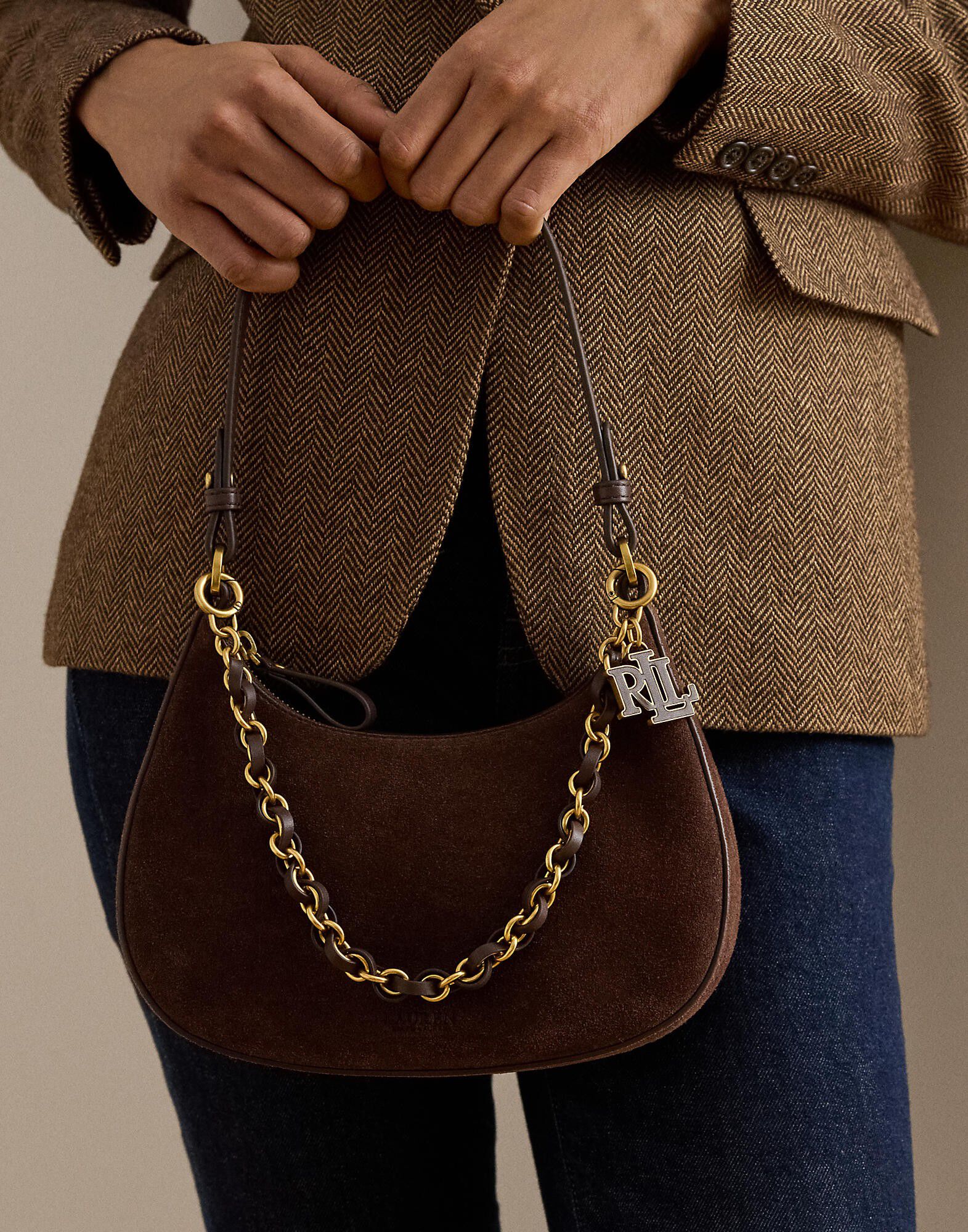 Suede Medium Marcy Zip Shoulder Bag