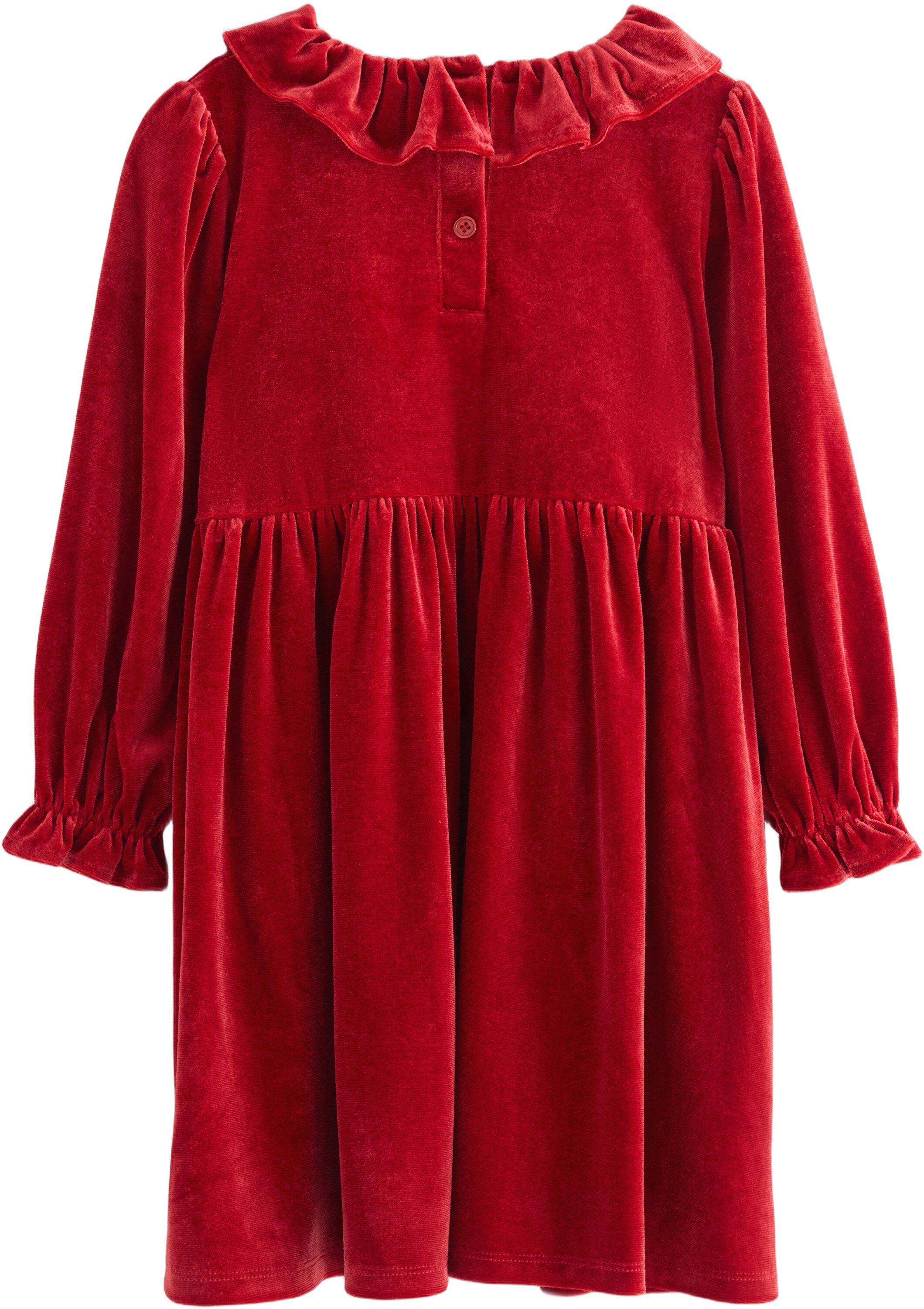Soft long-sleeved dress in velvet w