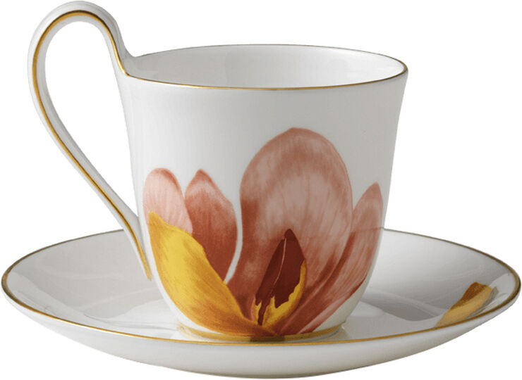 Flora 27 cl. højhankskop med underkop - Magnolia