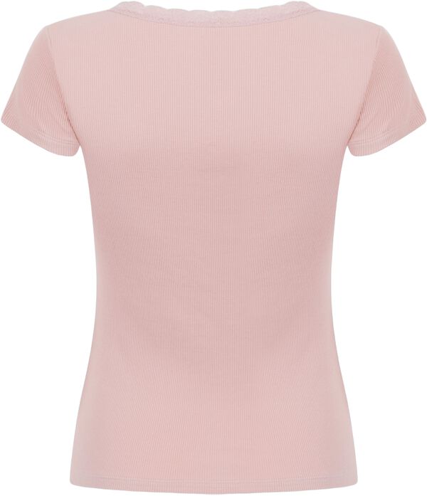 PJ SS RIB LACE CONTRAST