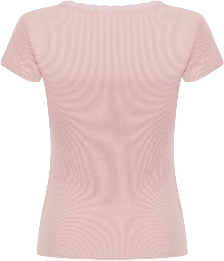 PJ SS RIB LACE CONTRAST