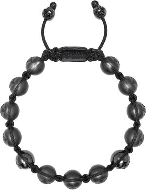Men's Beaded Bracelet with Matte Black & Glossy Black Cerami