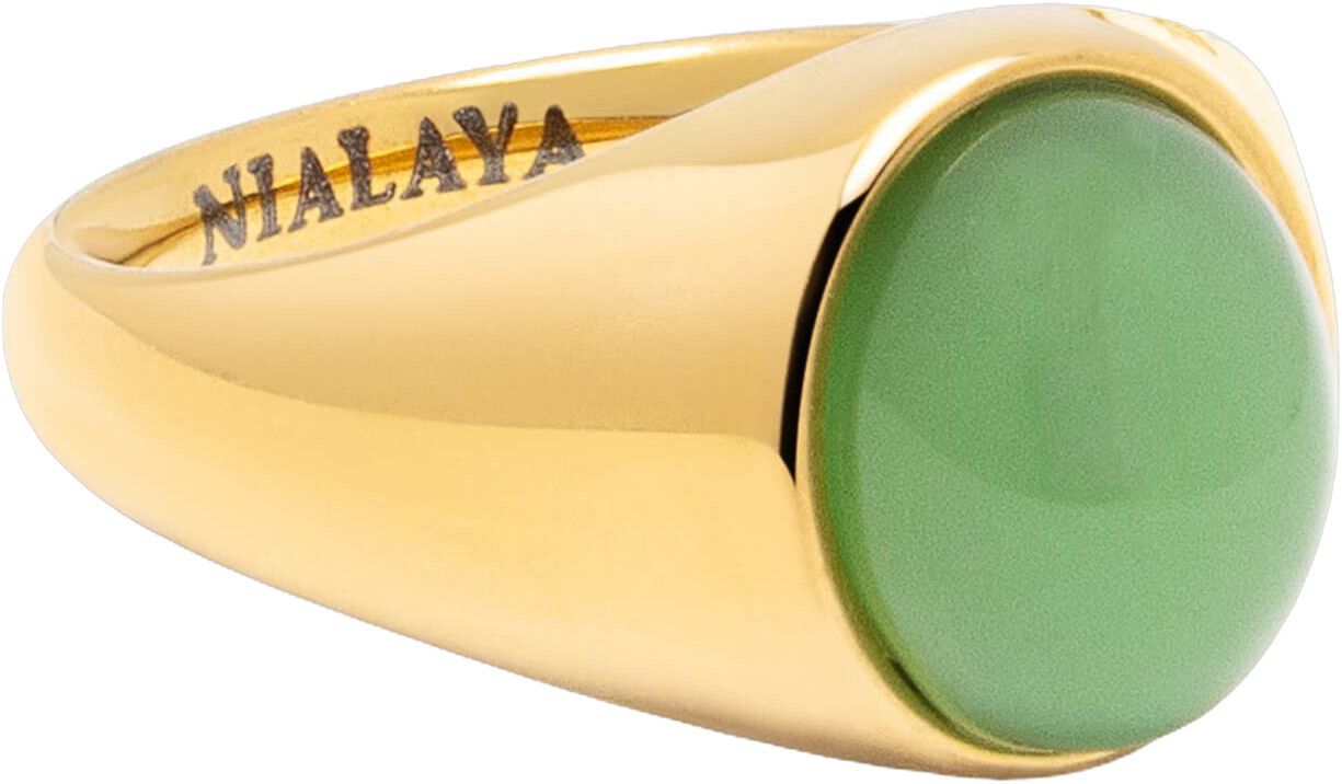 Women's Oval Green Aventurine Signet Ring