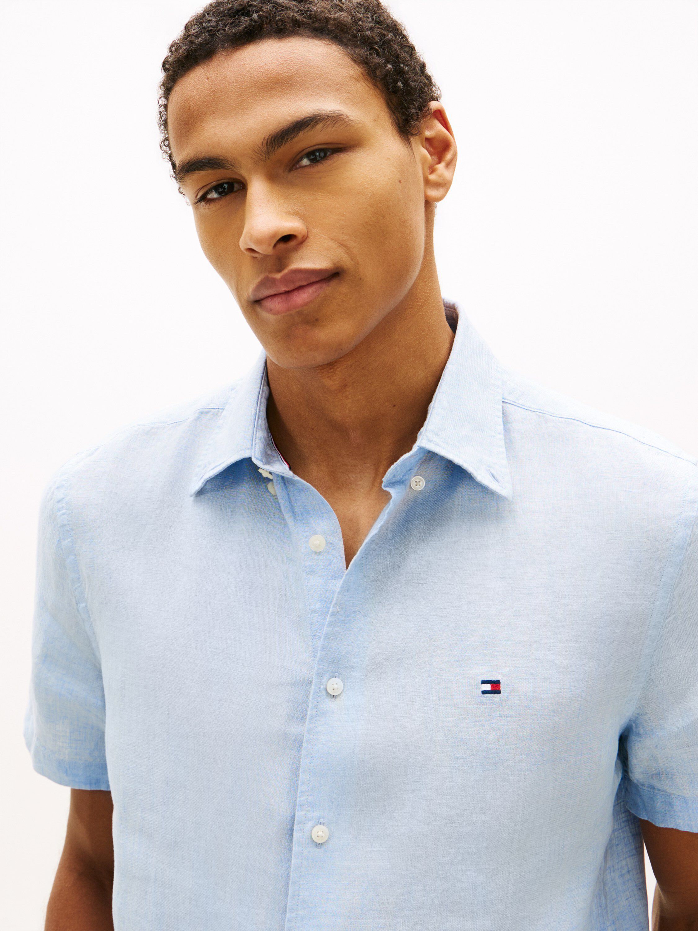 Regular Fit Washed Linen Short Sleeve Shirt