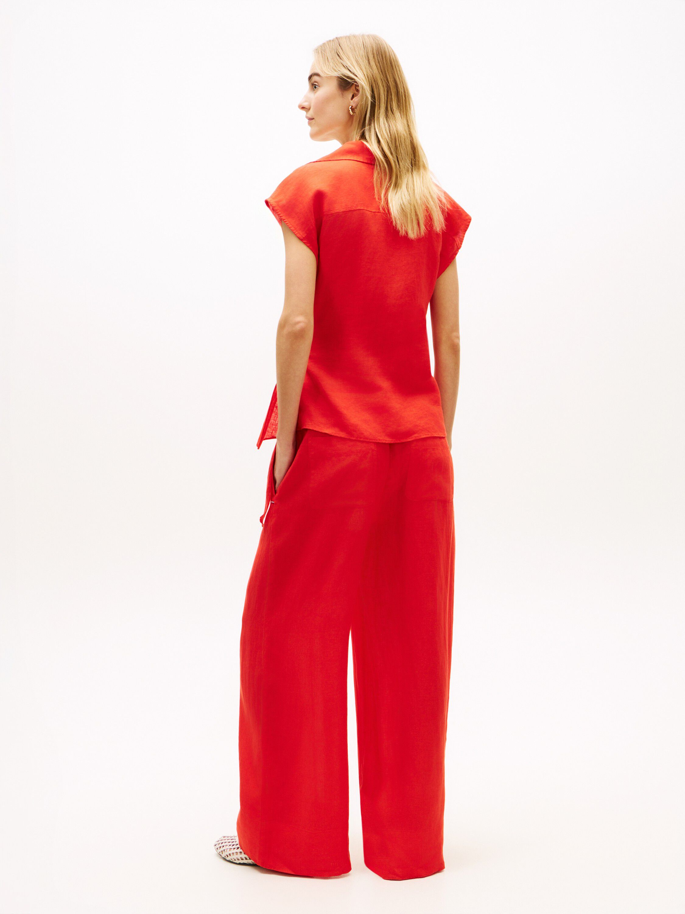 Pure Linen Wrap Knot Sleeveless Blouse