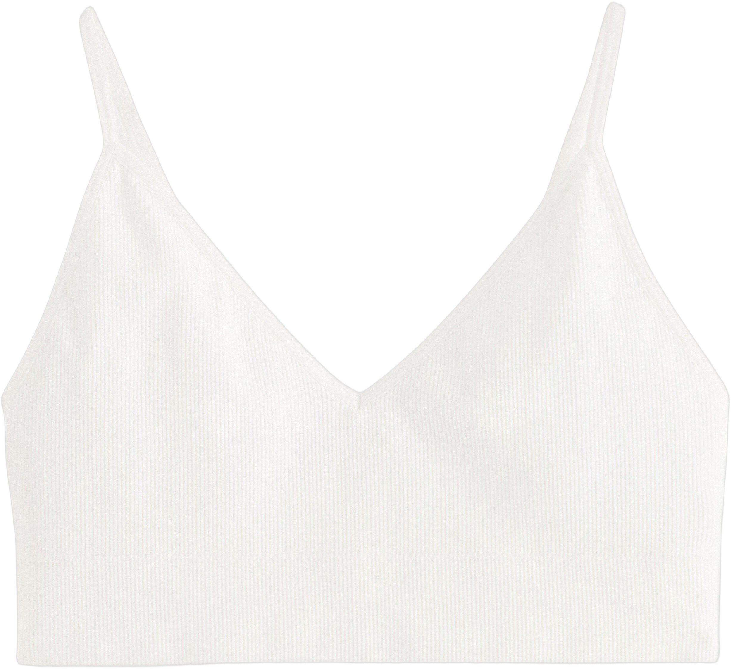 Bl&oslash;d ribbet bh uden s&oslash;mme med v-halsudsk&aelig;ring