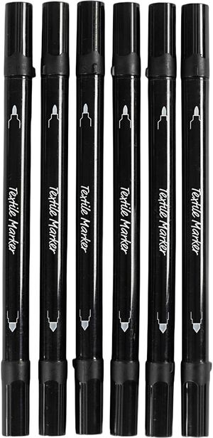 Tekstiltusch, streg 2,3+3,6 mm, 6 stk.