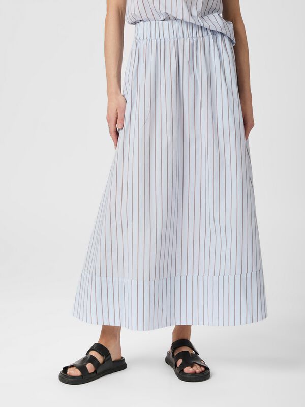 Yara Stripe Long Nederdel - Light Blue