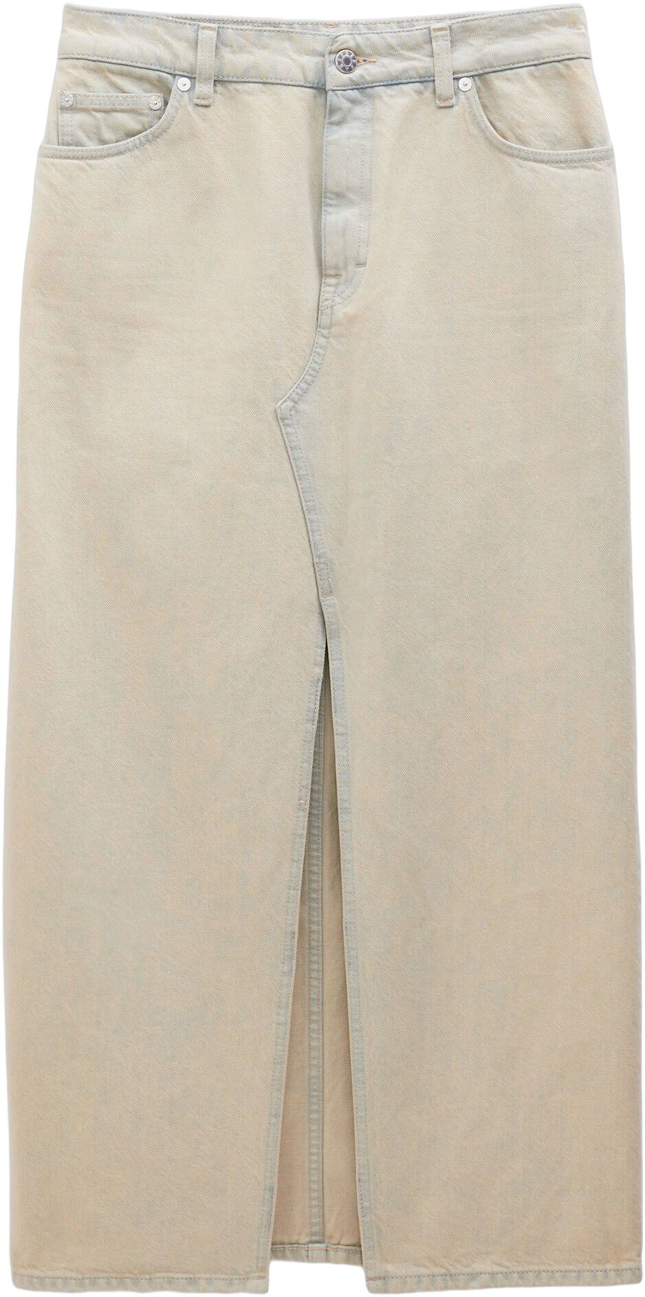 Long Slit Denim Skirt