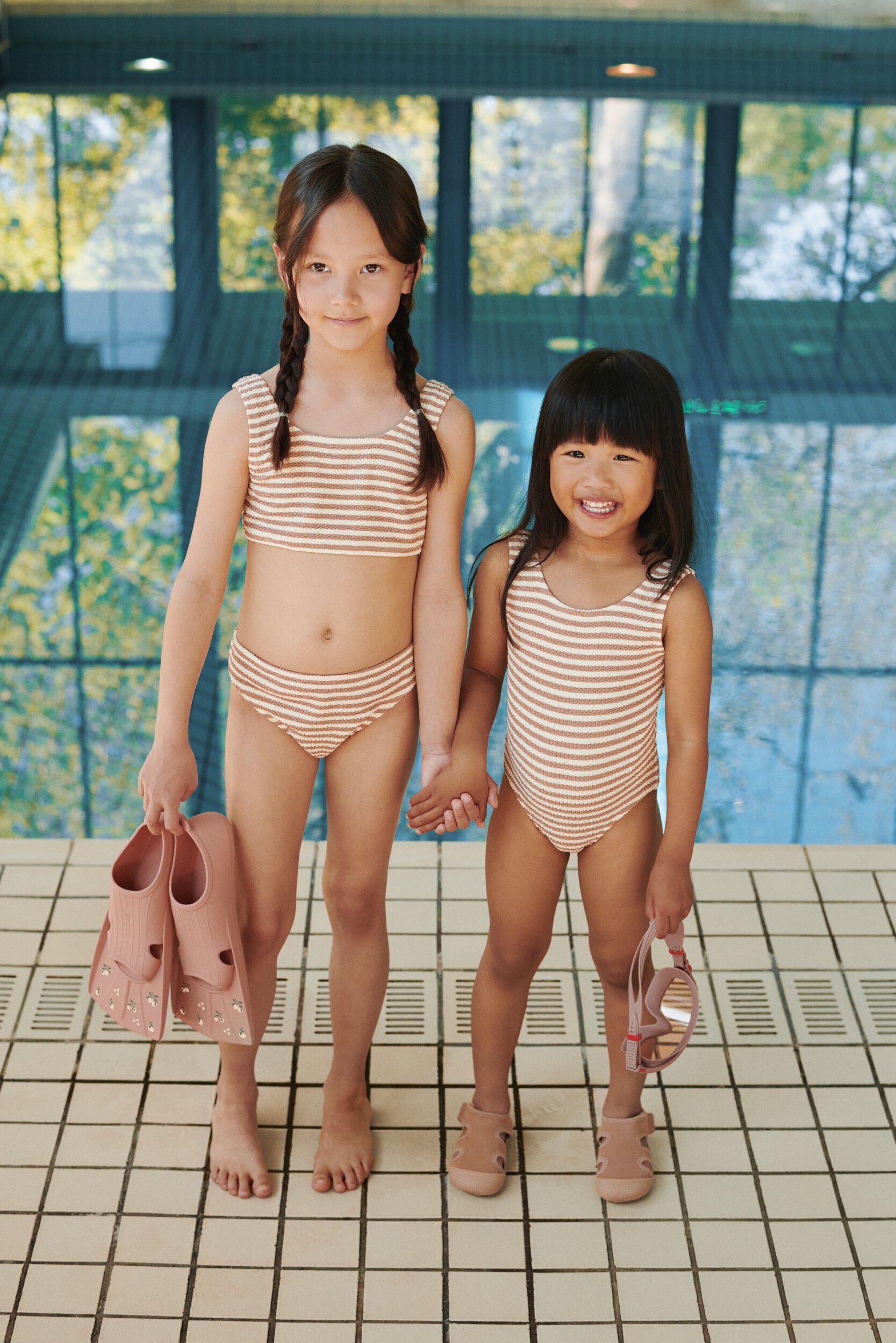 Bianco Stripe Swimsuit  Coral blush