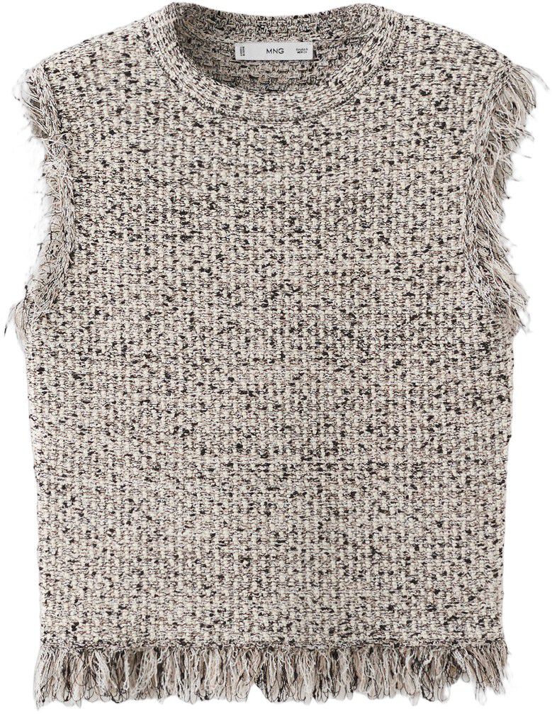 Fringed tweed top