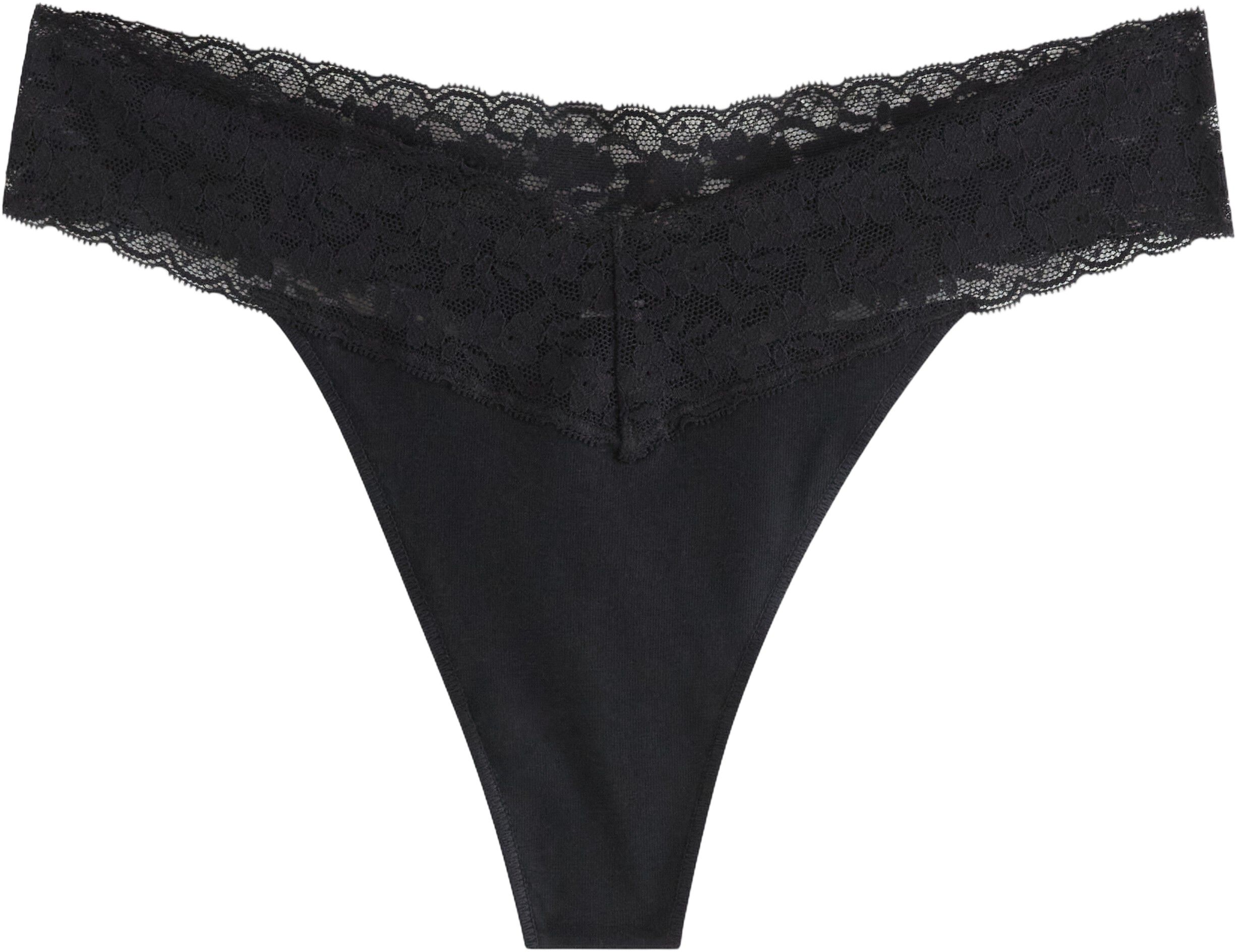 Myk tanga med blonder og lav midje.