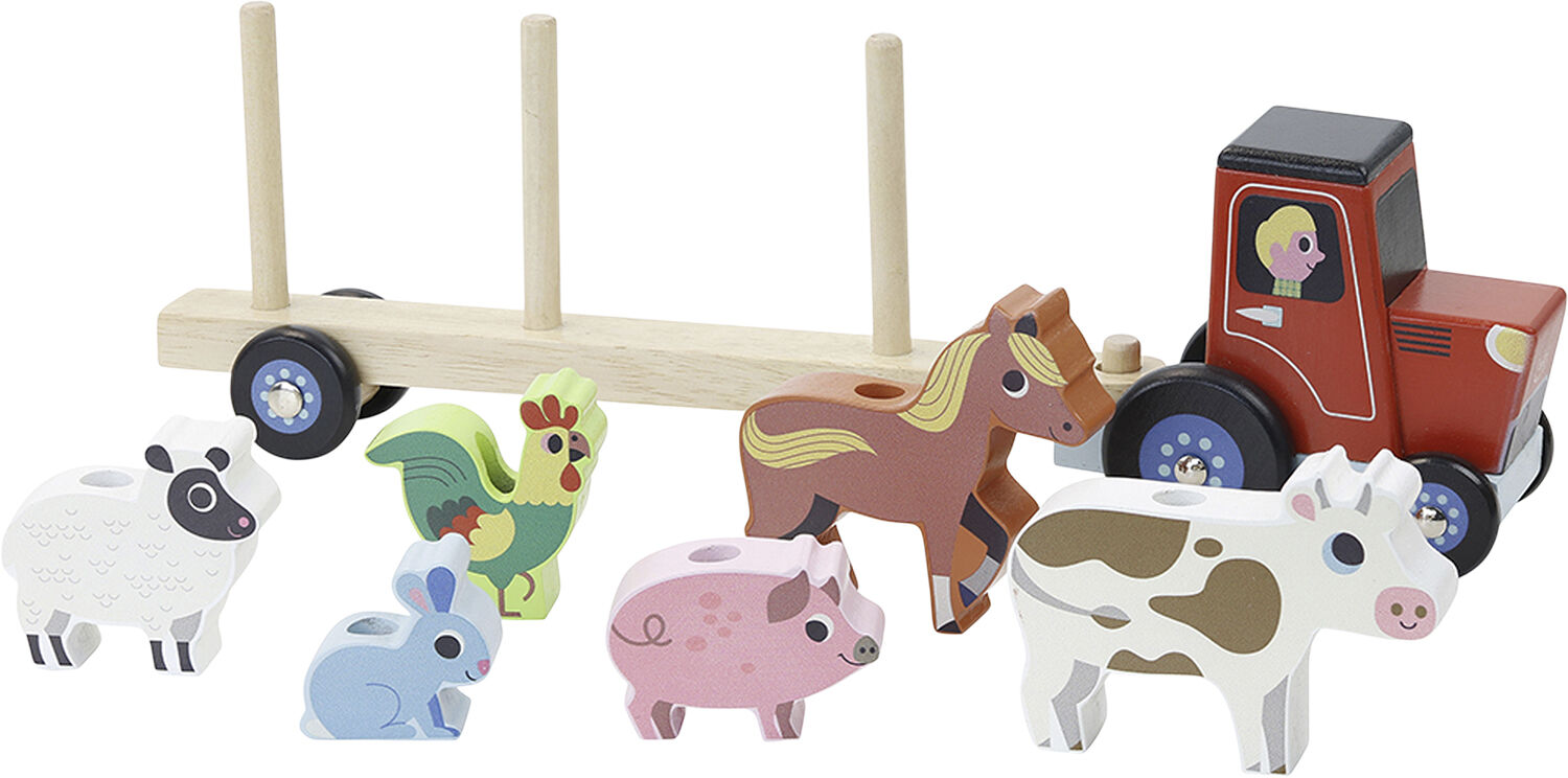 Vilac - Traktor med anh&aelig;nger og stabledyr