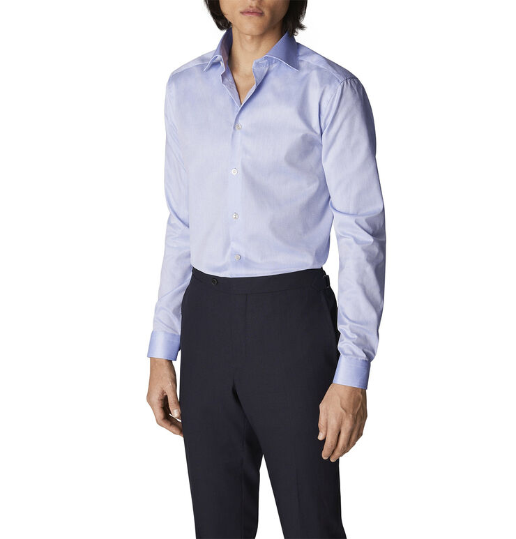 Light Blue Signature Twill Shirt Extra Long Sleeves - Contemporary Fi