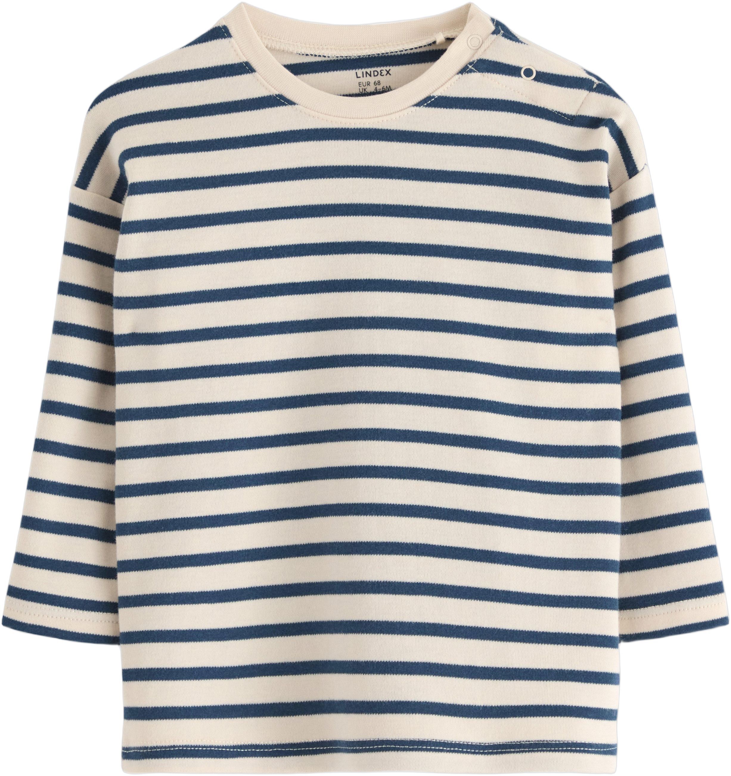 Lang&aelig;rmet top i bl&oslash;d bomuldsjerse