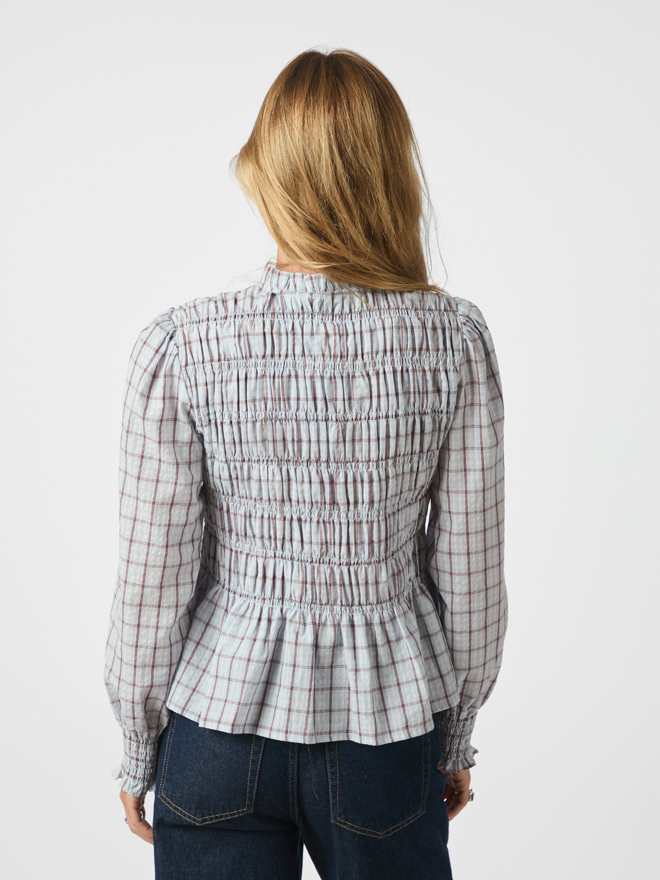 Mocca Smock Check Blouse