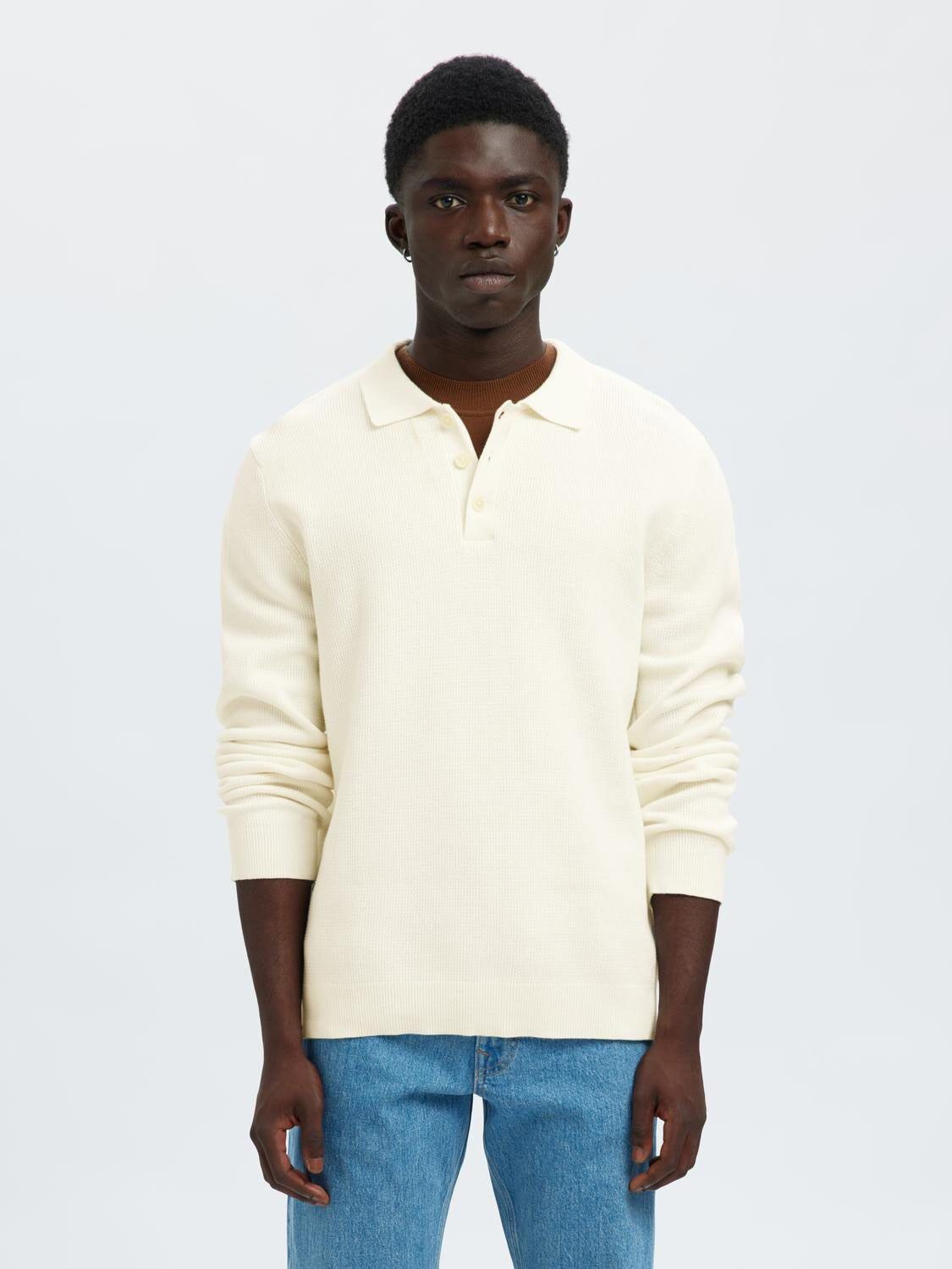 SLHDANE LS KNIT STRUCTURE POLO NECK