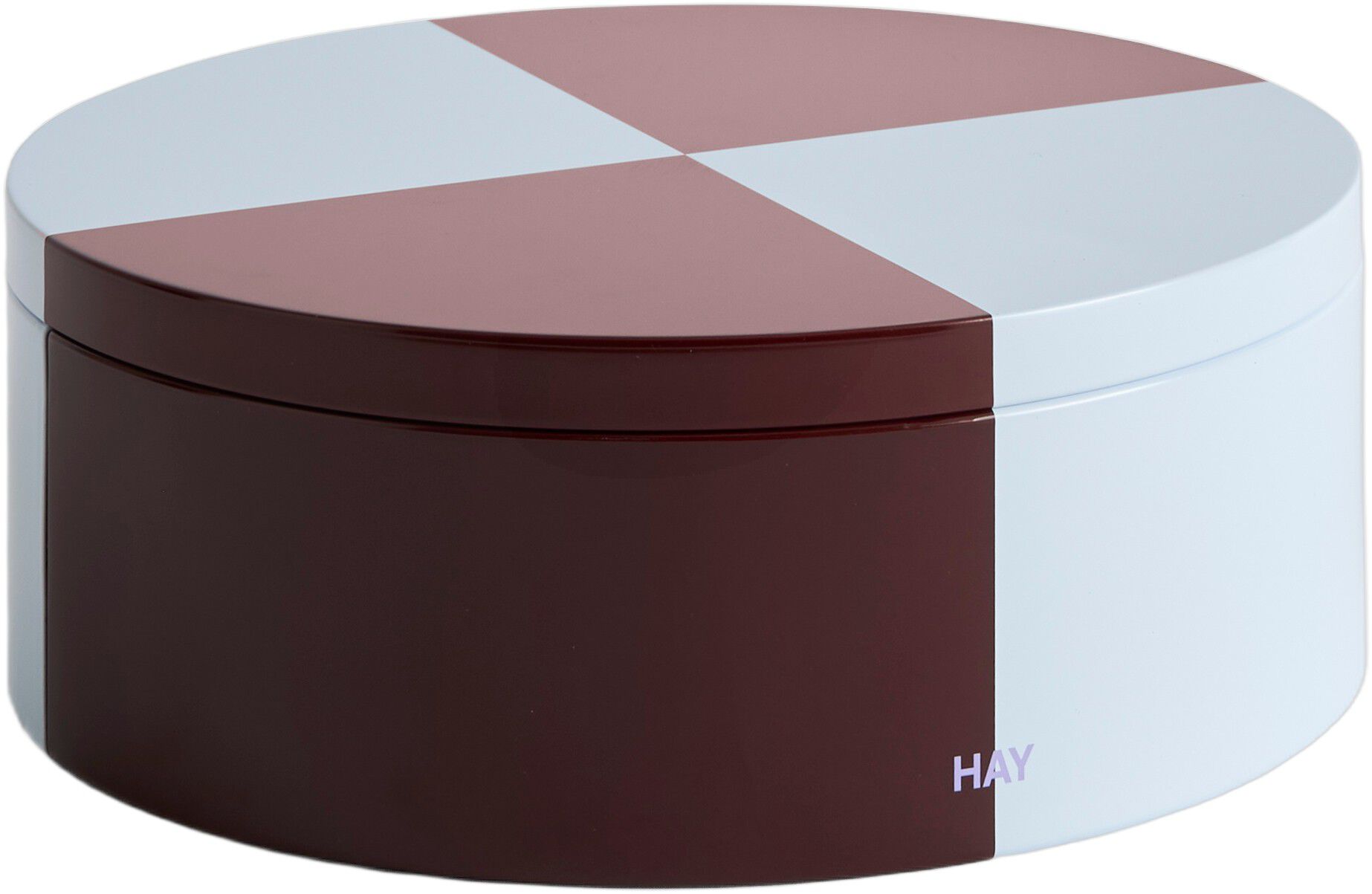 Tin Container-Round-Burgundy and ice blue